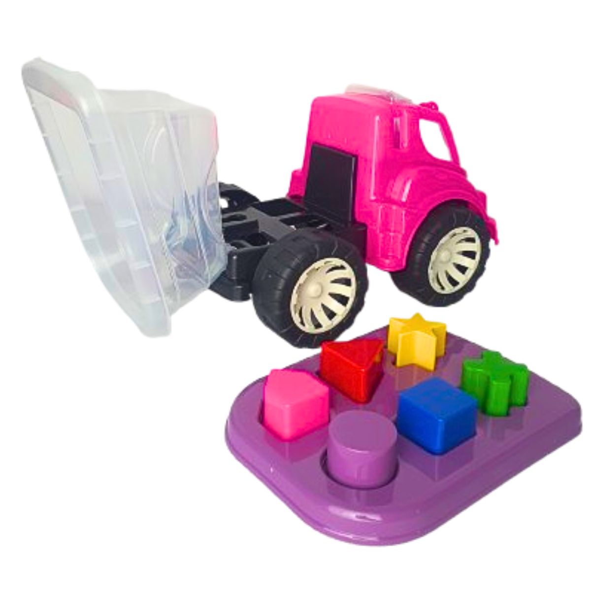 Brinquedo Caminhão Didático Rosa Com Roxo - Smiling Kids Brinquedo Caminhão Didático Rosa Com Roxo - Smiling Kids